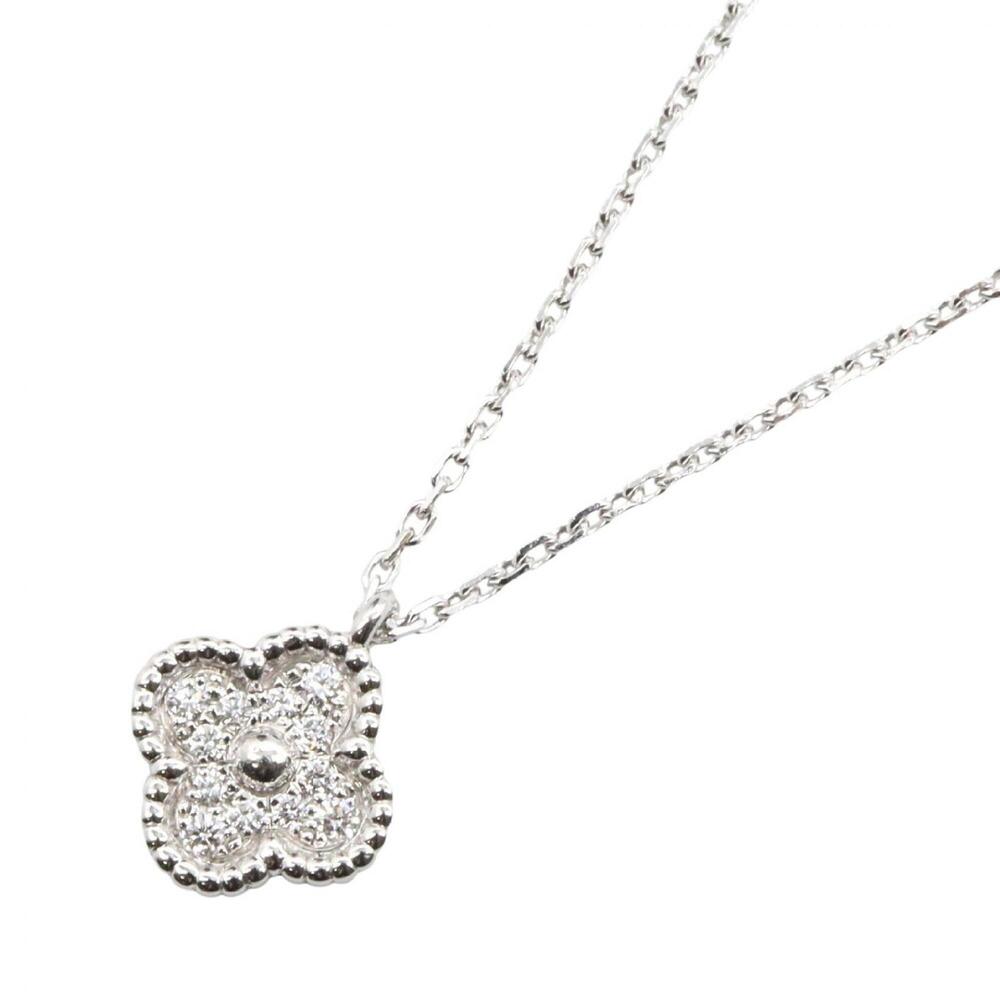 Van Cleef & Arpels Sweet Alhambra Diamond Necklace, 18K White Gold (18KWG), D...
